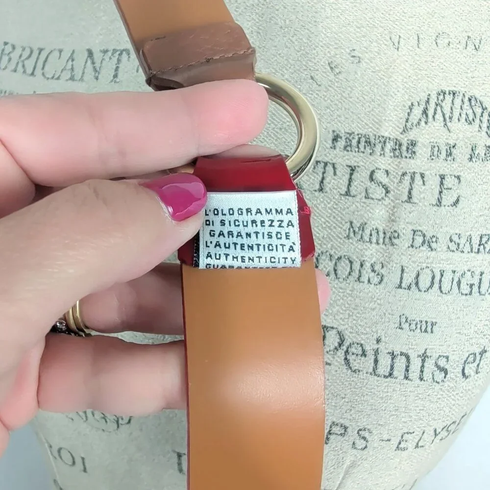 Vintage Y2K Dolce Gabbana Logo Belt 36 Large Red Patent Leather 90cm - Picture 9 of 12